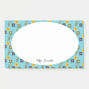 Bloco De Notas Professor Floral Aqua Nome Personalizado