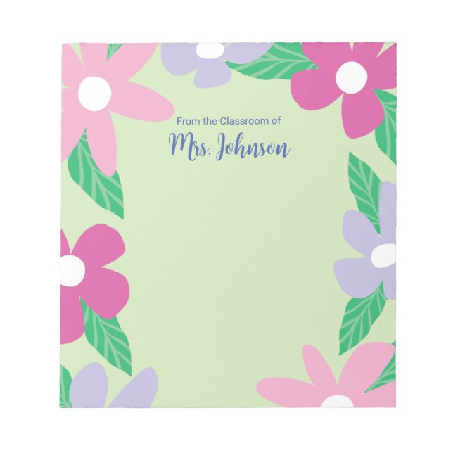 Bloco De Notas Professor Floral Personalizado (Frente)