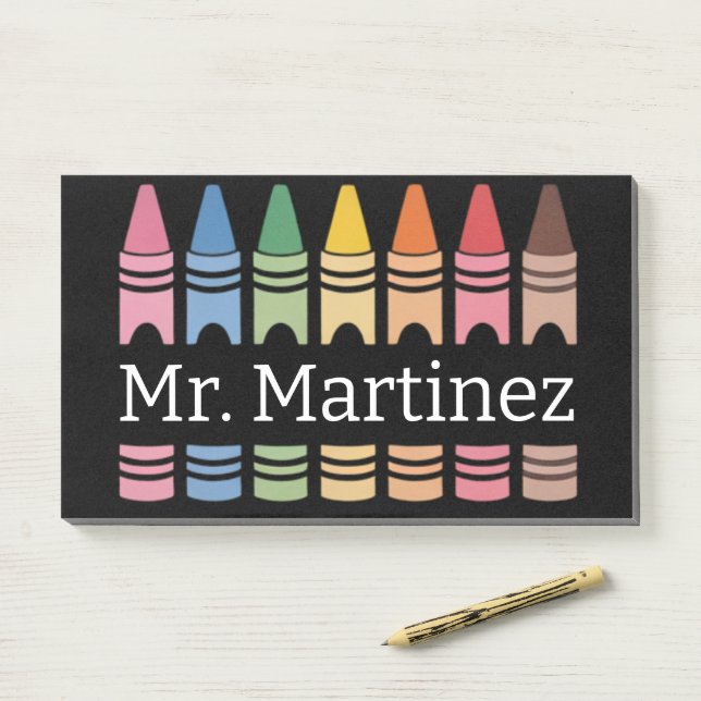 Bloco De Notas Professor Nome Personalizado Crayon Fofo Volta às  (Na mesa)
