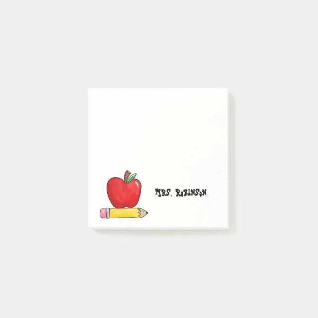Bloco De Notas Professor Personalizado Apple e Lápis 3 x 3 (Frente)