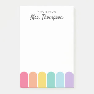 Bloco De Notas Professor Personalizado Arco-íris Pastel Fofo