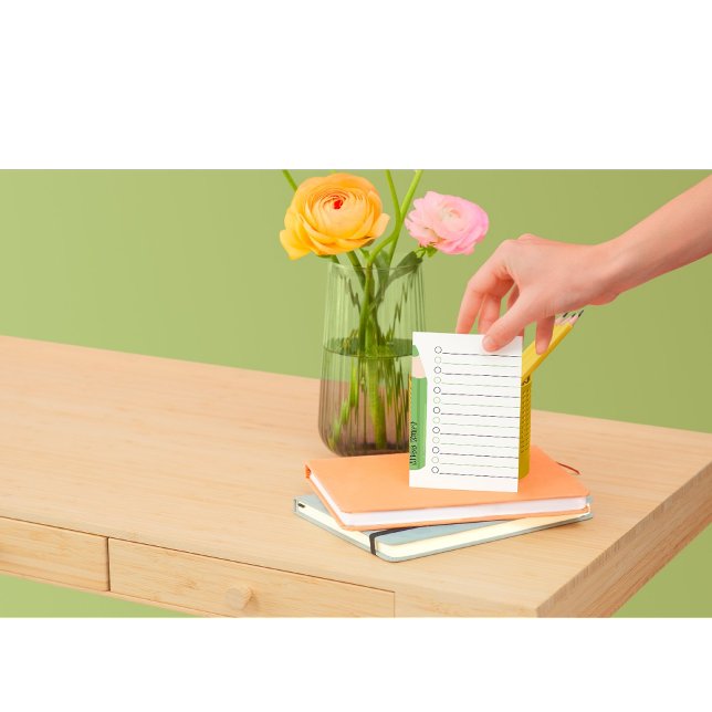 Bloco De Notas Professor Personalizado Com Lápis Ecológico Vincul (cute green pencil personalized teacher stationery. perfect to start the semester as a teacher. )