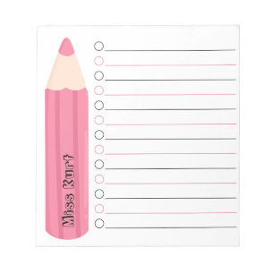 Bloco De Notas Professor Personalizado com Lápis Rosa Único