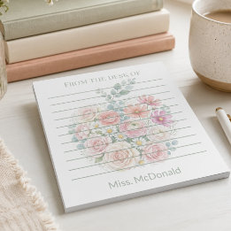 Bloco De Notas Professor Personalizado Da Mesa De Floral Apple