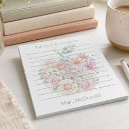 Bloco De Notas Professor Personalizado Da Mesa De Floral Apple