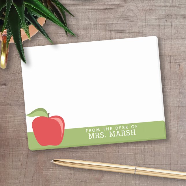 Bloco De Notas Professor Personalizado Maçã com Maçã Moderna (Custom Teacher Post-it Notes)
