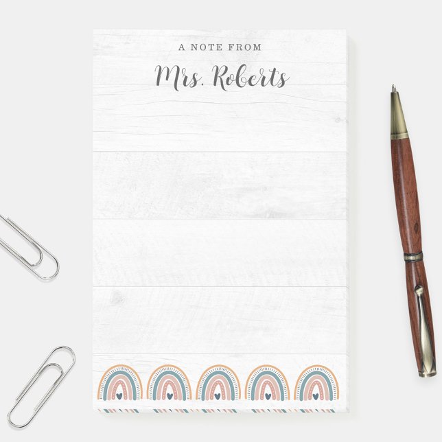 Bloco De Notas Professor Rustic Apreciação Boho Rainbow (Criador carregado)