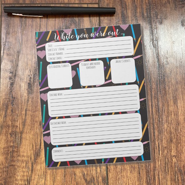 Bloco De Notas Professor Substituto Enquanto Estiveste No Bloco D (Criador carregado)