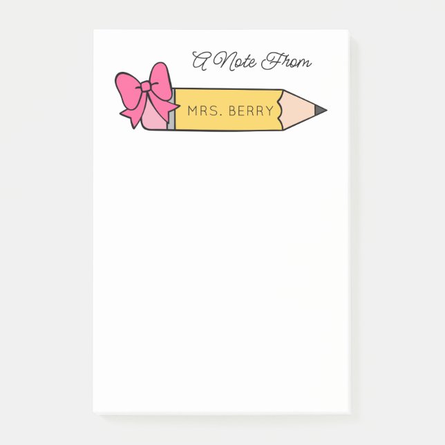 Bloco De Notas Professor Uma Nota Do Lápis Posta Notas (Frente)