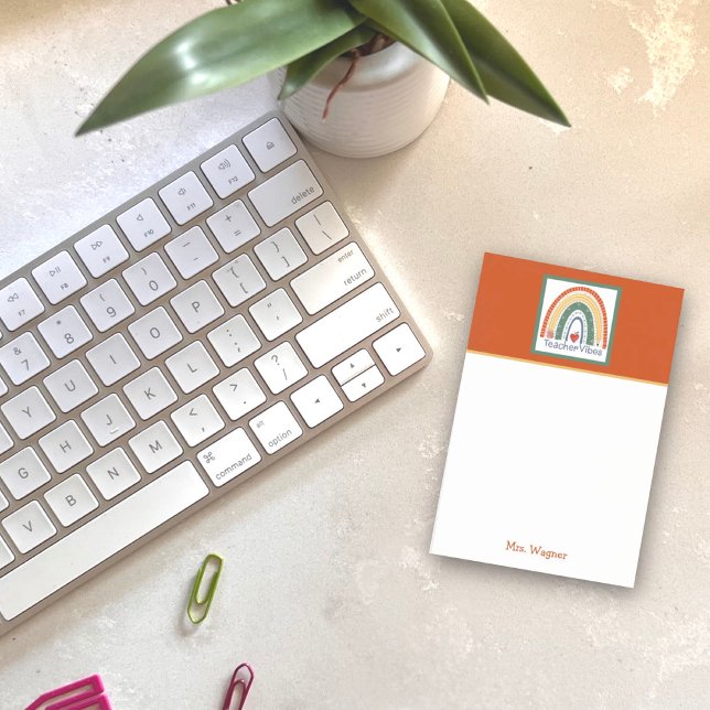 Bloco De Notas Professor Vibes Rainbow Pencil Personalizado (Criador carregado)