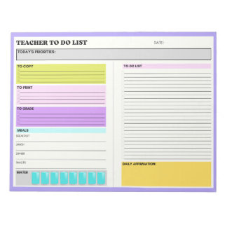 Bloco De Notas Professora A Fazer Lista De Afirmações Diárias De