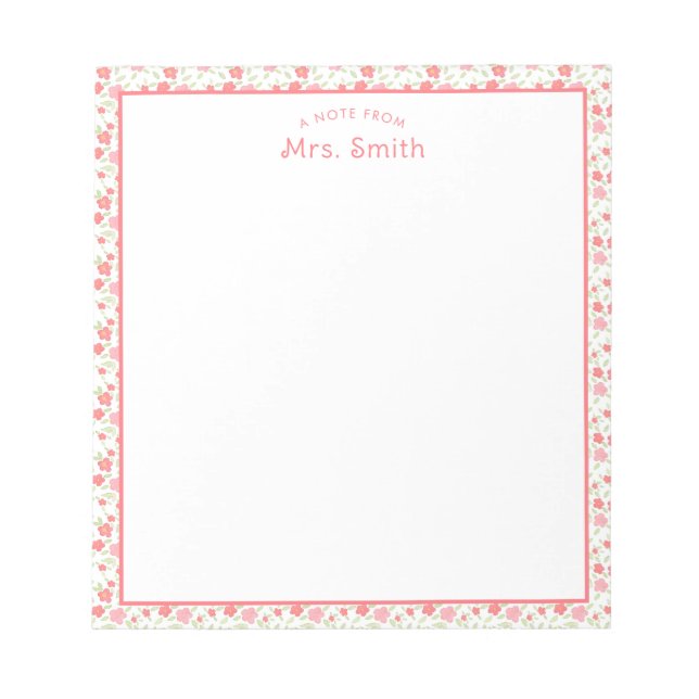 Bloco De Notas Professora | A Nota De (Frente)