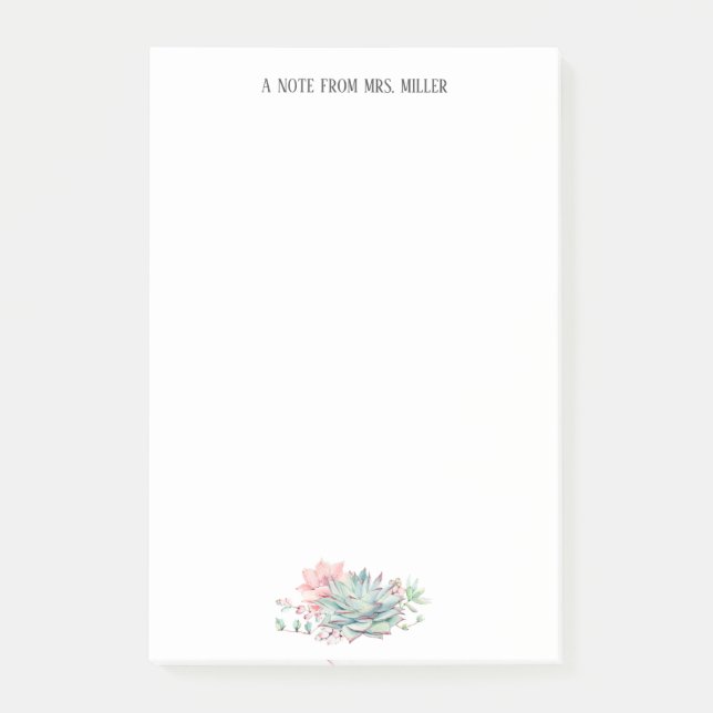 Bloco De Notas Professora Personalizada De Sucultos (Frente)