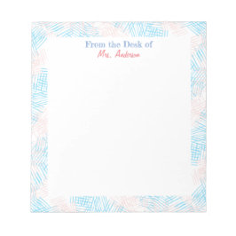 Bloco De Notas Professores de Borda Azul e Rosa