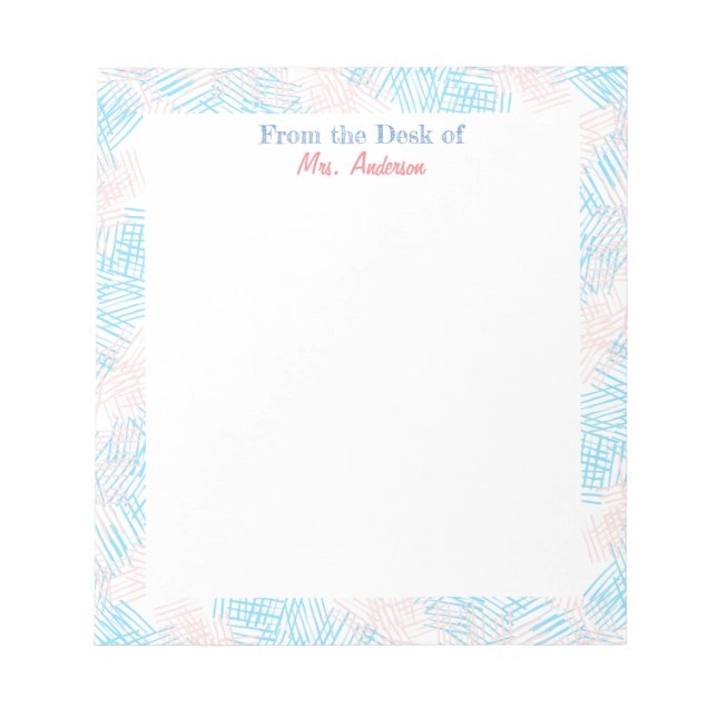 Bloco De Notas Professores de Borda Azul e Rosa (Frente)