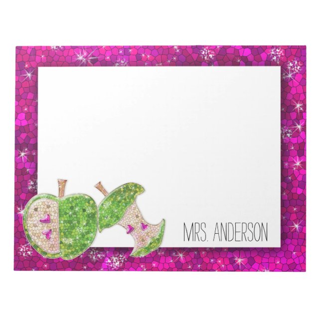 Bloco De Notas Professores Verdes Neon Rosa Quente Nome da Sala d (Frente)