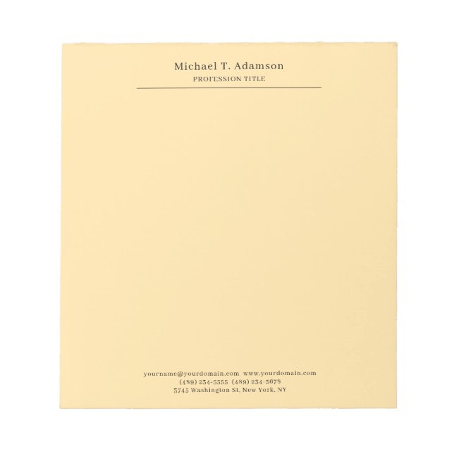 Bloco De Notas Profissional Elegante Simples Moderno Bege (Frente)