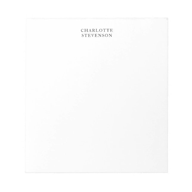 Bloco De Notas Profissional Moderno Branco Simples Minimalista Te (Frente)