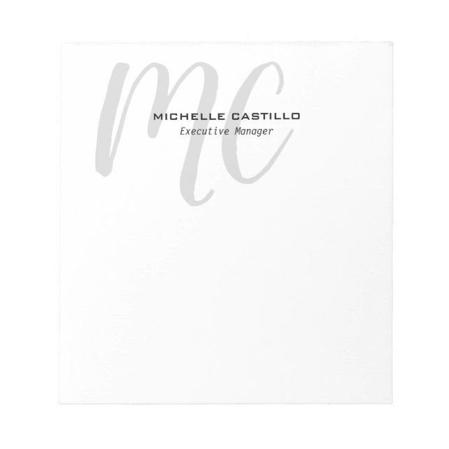 Bloco De Notas Profissional Moderno Monogramado Minimalista (Frente)