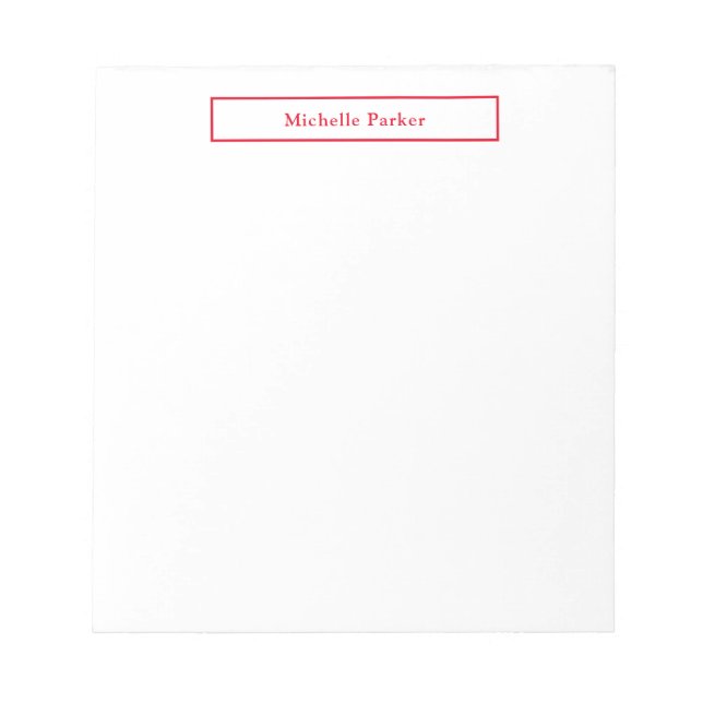 Bloco De Notas Profissional Simples Minimalista Moderno Vermelho  (Frente)