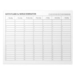 Bloco De Notas Programação de Compromisso Semanal com Tarefas