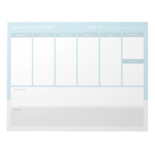 Bloco De Notas Programação semanal da família (Frente)