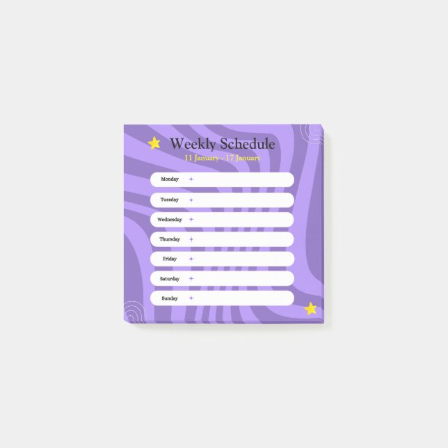 Bloco De Notas Programação Semanal de Formas de Abstrato Branco e (Frente)