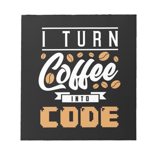 Bloco De Notas Programador Transforma Café Em Código (Frente)