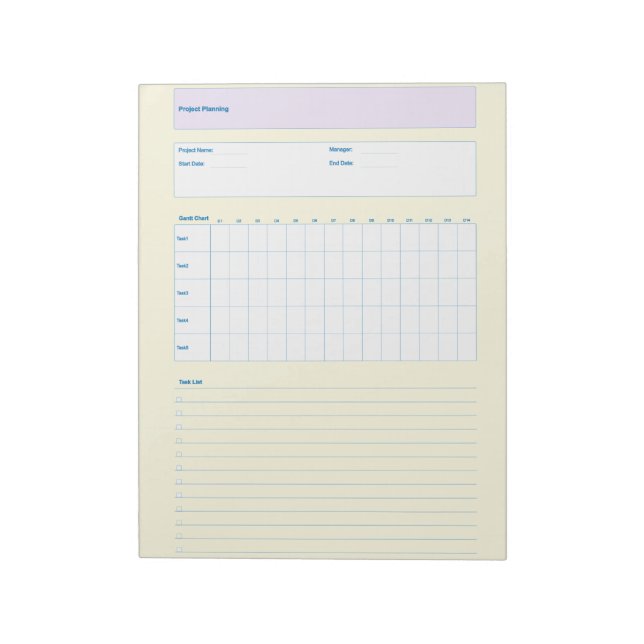 Bloco De Notas Project Planning Template, Printable Planner Sheet (Invertido)