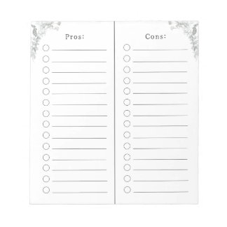 Bloco De Notas Pros And Cons Checklist List Notes