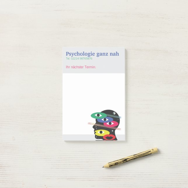 Bloco De Notas Psychologische Praxis bunte Haftnotizen  (Na mesa)
