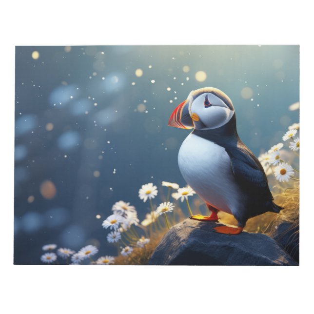 Bloco De Notas Puffin Aves Selvagens Tranquilo Animais Pacíficos (Frente)