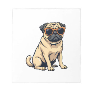 Bloco De Notas Pug Antigo Fazendo Dab com Óculos de Sol Cachorro