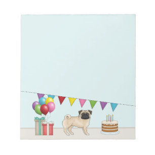 Bloco De Notas Pug Bebê Fofa Animação de Cachorro Aniversário Col