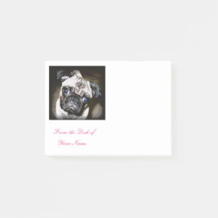 Bloco De Notas pug de olhos azuis bonito