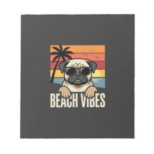 Bloco De Notas Pug de Vibrações da Praia Pôr do Sol