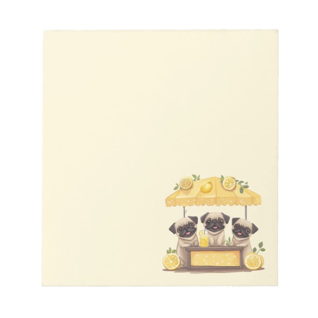 Bloco De Notas Pug Dogs Lemonade Stand (Frente)