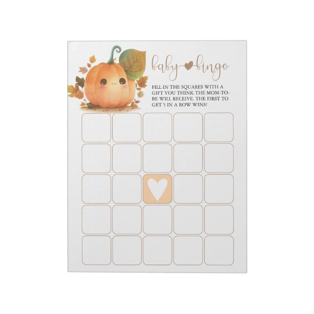 Bloco De Notas Pumpkin Fall Baby Bingo (Invertido)
