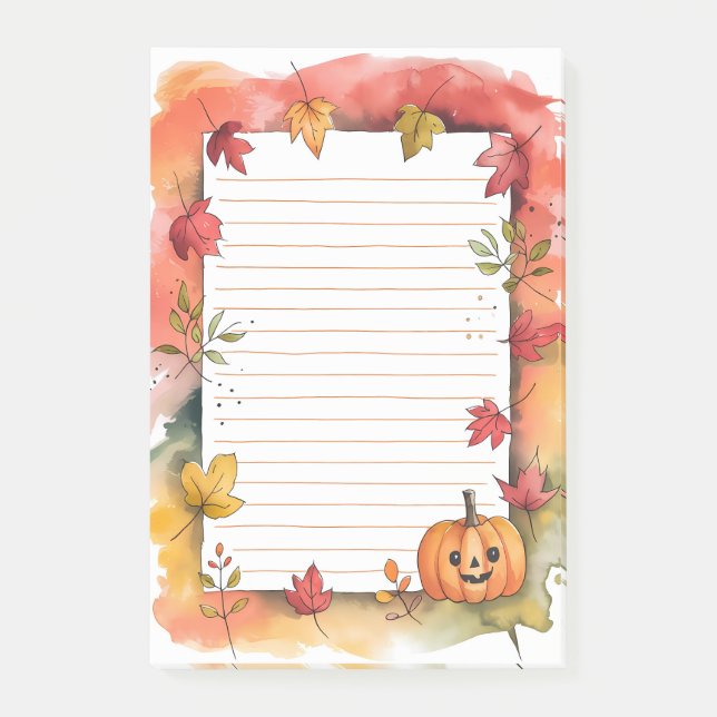 Bloco De Notas Pumpkin Grin & Leafy Whimsy (Frente)