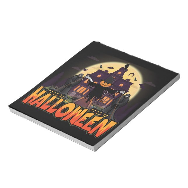 Bloco De Notas Pumpkin Scary House, Halloween (Invertido)