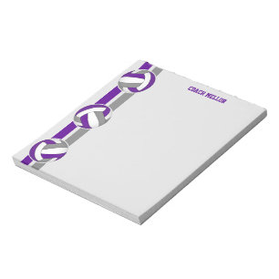 Bloco De Notas purple gray team colors volleyball coach custom