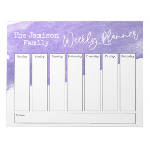 Bloco De Notas Purple Watercolor Brushstroke Weekly Planner