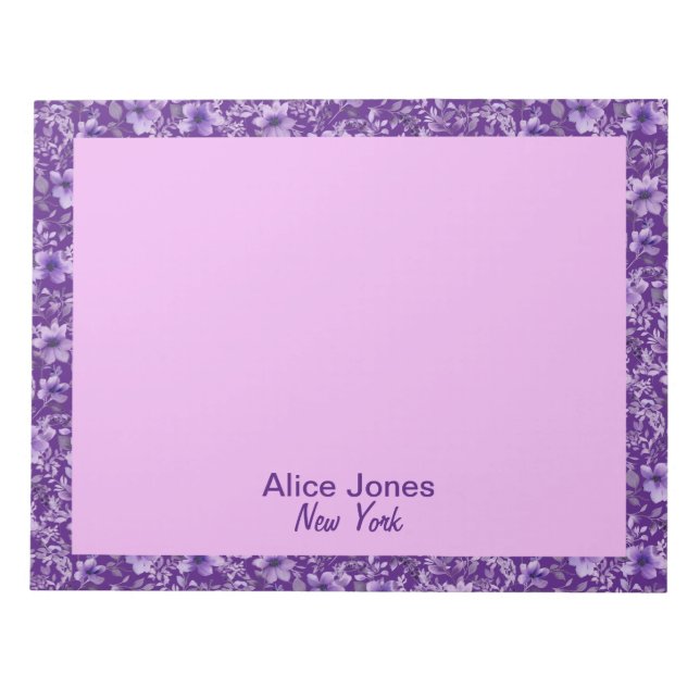 Bloco De Notas Púrpura de lavanda branca (Frente)