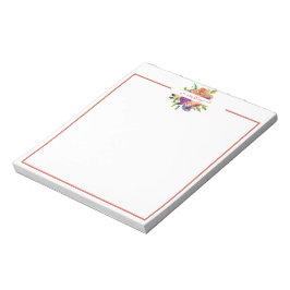 Bloco De Notas Púrpura e laranja aquarela floral personalizada
