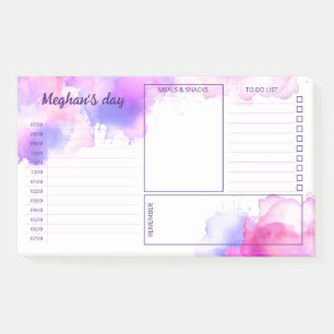 Bloco De Notas Púrpura Fuchsia Watercolor Mancha Planejador Diári