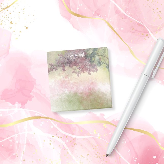 Bloco De Notas Púrpura Wisteria Watercolor Mix Monograma (Criador carregado)