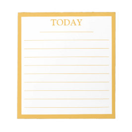 Bloco De Notas Quadro Amarelo Elegante de Mostarda Elegante HOJE 