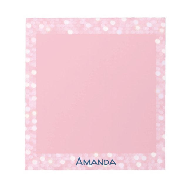 Bloco De Notas Quadro de Bokeh Rosa Personalizado (Frente)