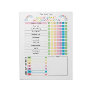 Bloco De Notas Quadro de Tarefas Personalizado para Crianças e Li