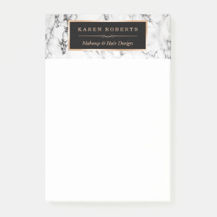 Bloco De Notas Quadro Dourado à moda da textura de mármore bran